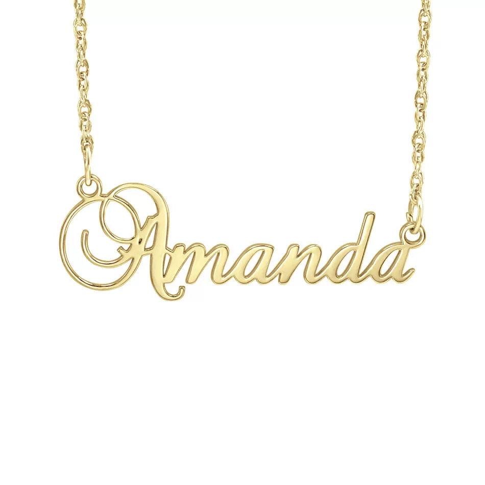 10K Gold Fancy Script Name Necklace