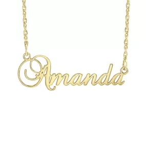 10K Gold Fancy Script Name Necklace