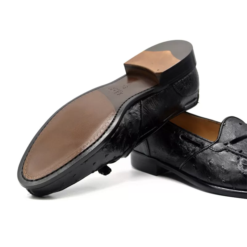 13-581-BLK FRANCO Ostrich Tassel Loafer, Black