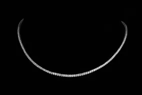 14K White 6.23 Carat Total Weight Round Brilliant Diamond Tennis Necklace