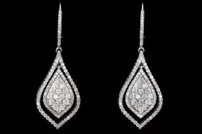 14K White Gold 0.75 Carat Total Weight Diamond Pave Teardrop Earrings