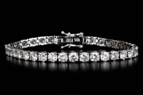 14K White Gold 11.05 Carat Total Weight Round Brilliant Cut Diamond Tennis Bracelet