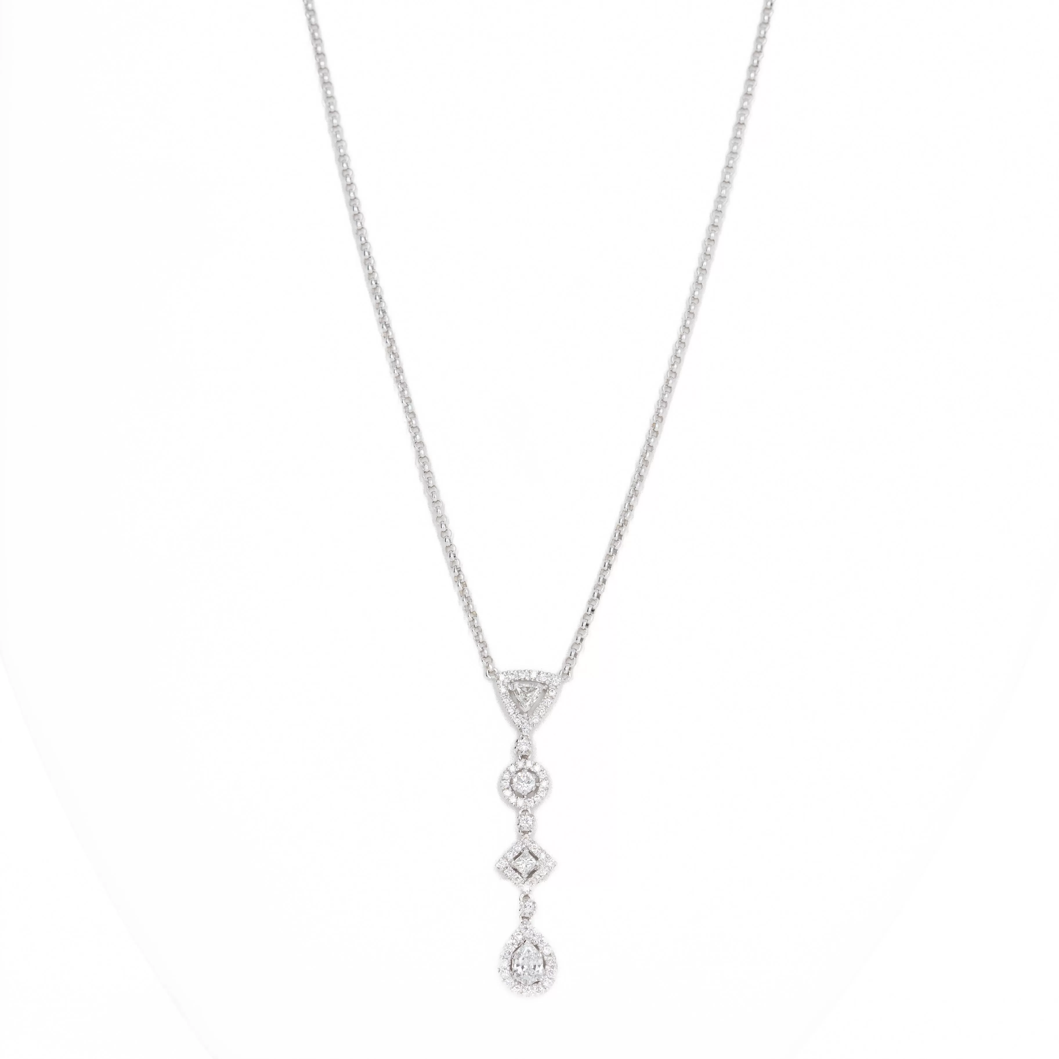 18K White Gold 1 Carat Diamond Fancy Shape Necklace