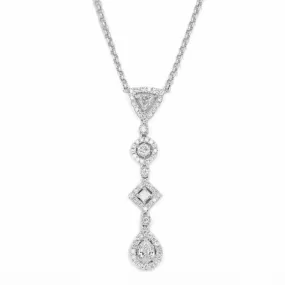 18K White Gold 1 Carat Diamond Fancy Shape Necklace