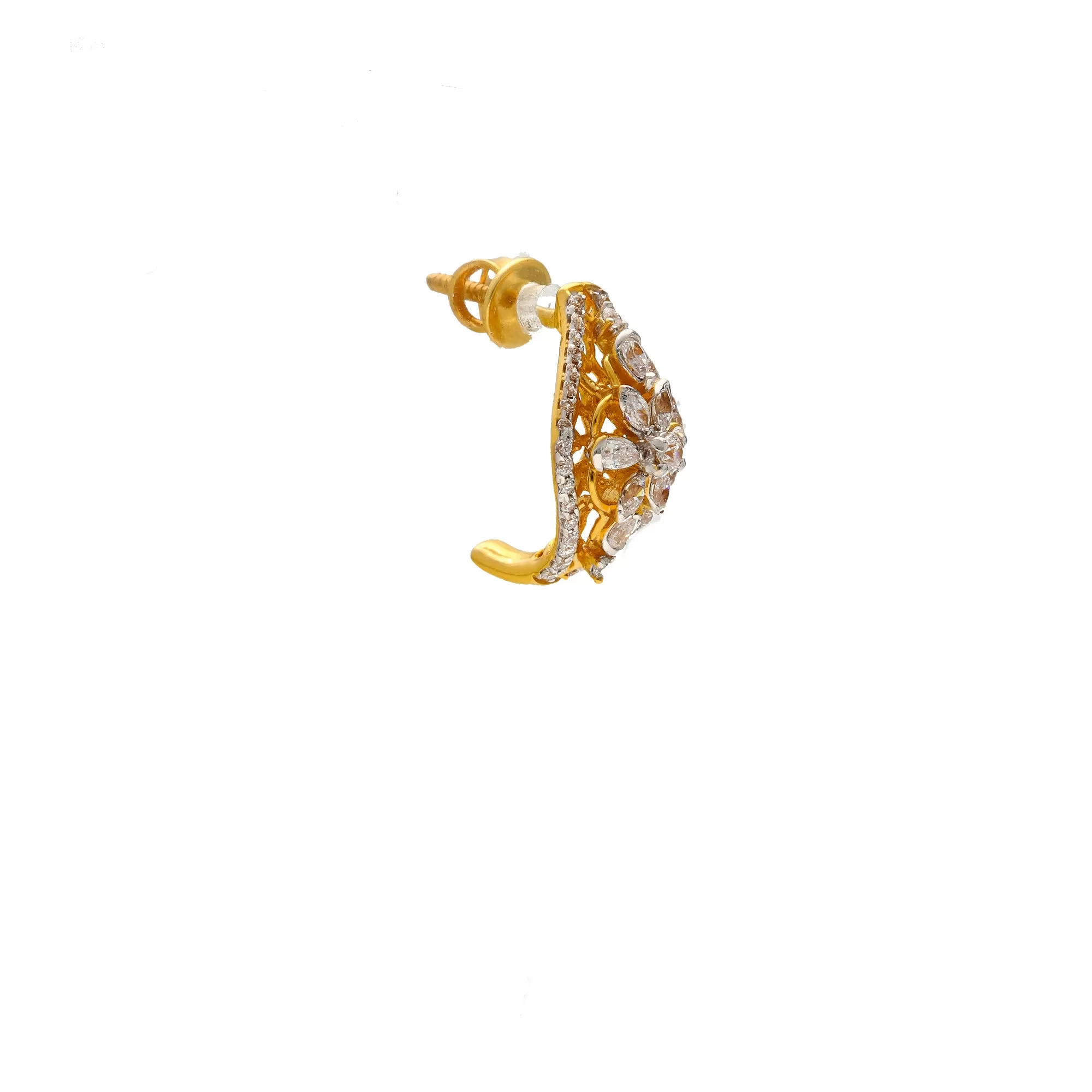 22K Yellow Gold & CZ Stud Earrings (5.8gm)