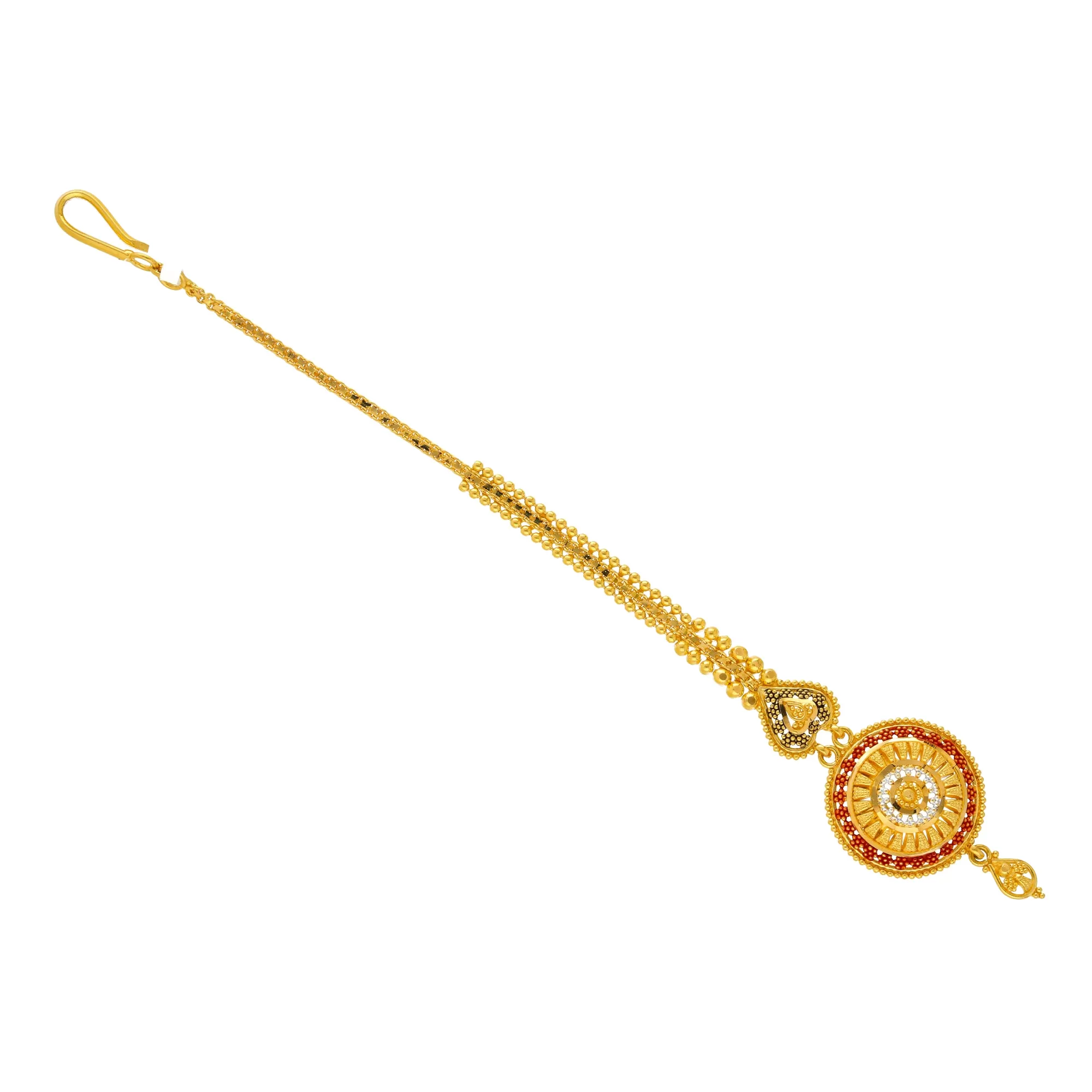 22K Yellow Gold Beaded Filigree Tikka (7.4gm)