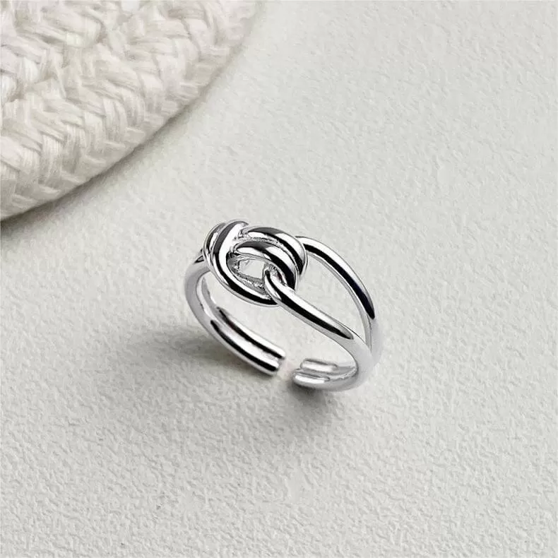 925 Sterling Silver Rope Knot Bandage Plain Ring