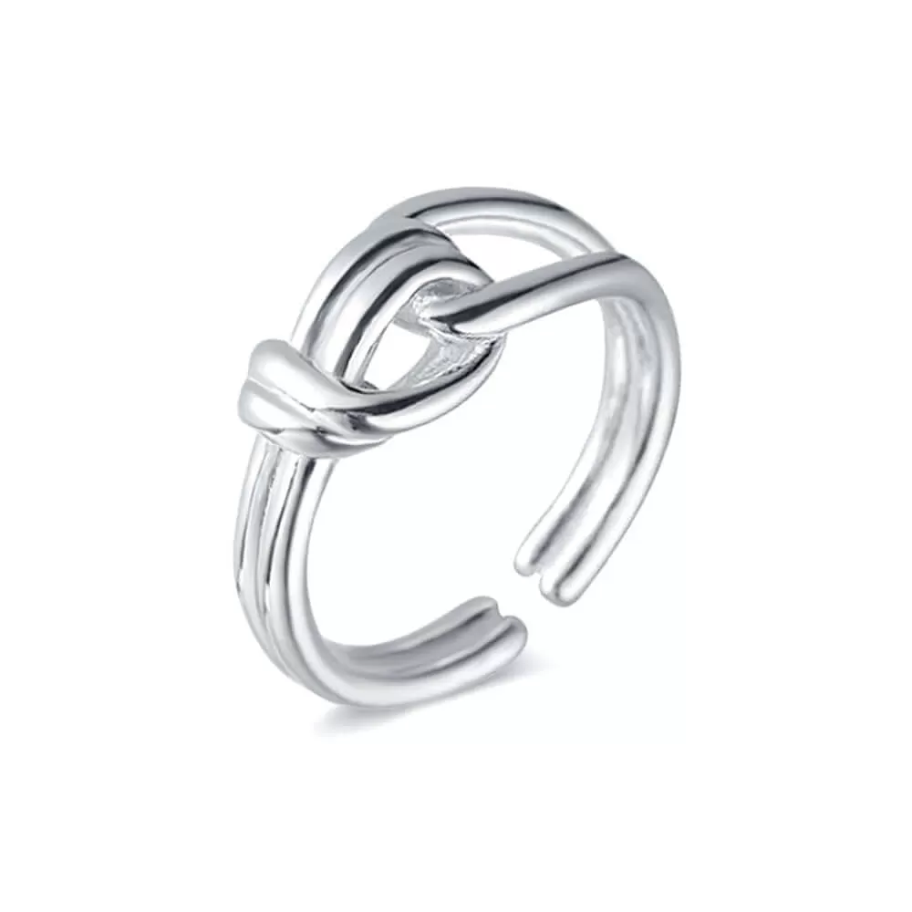 925 Sterling Silver Rope Knot Bandage Plain Ring