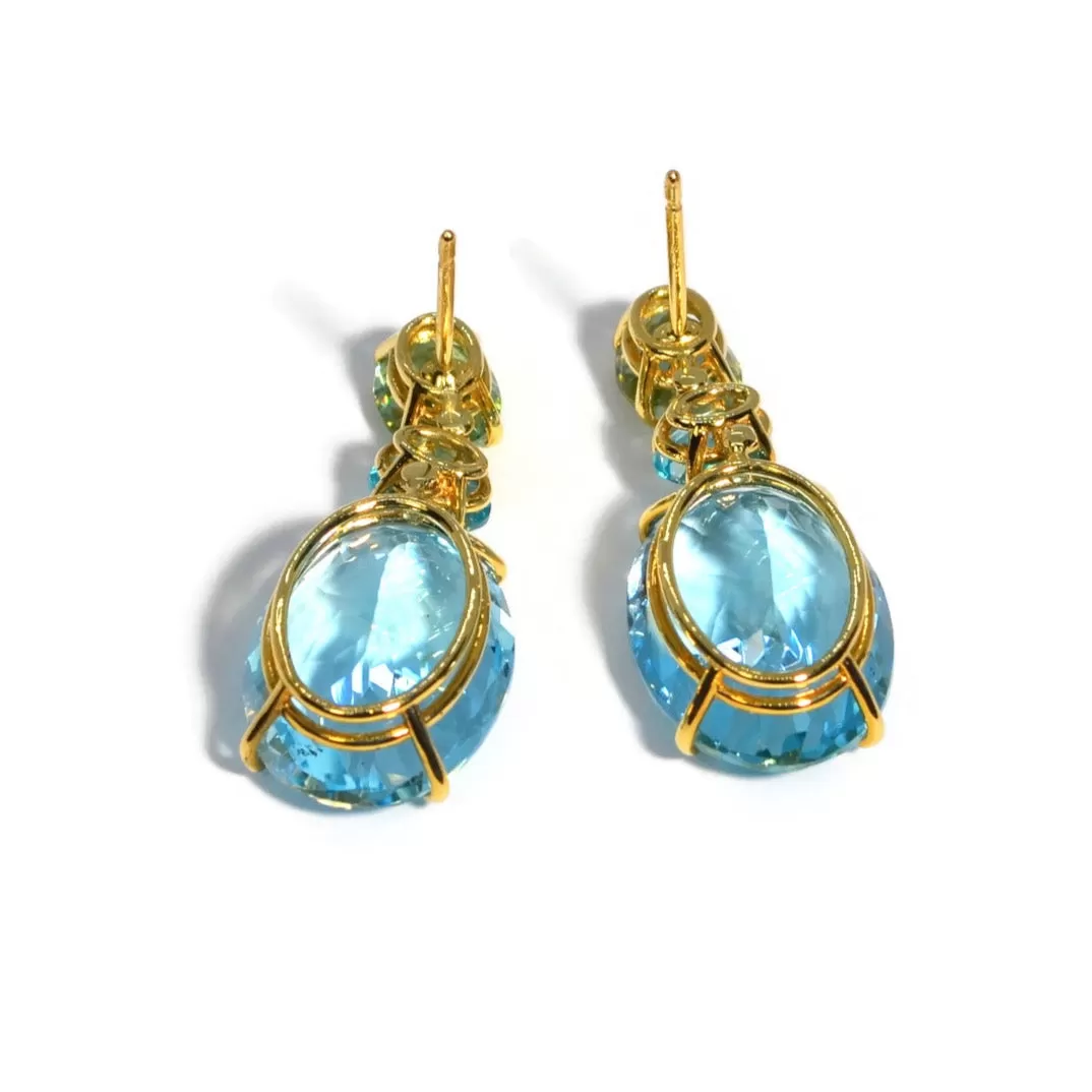 A & Furst - Party - Drop Earrings with Prasiolite, Apatite and Blue Topaz, 18k Yellow Gold