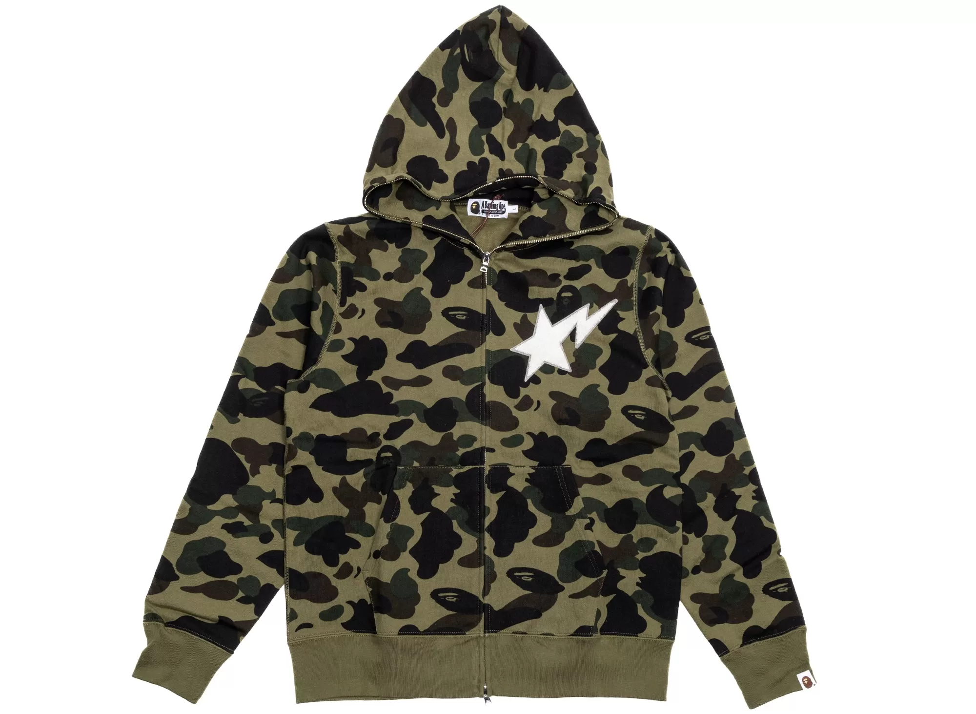 A Bathing Ape 1st Camo Full Zip Hoodie in Green xld