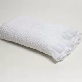 A Soft Idea Stonewashed Puckered Blanket with Dotted Swiss Ruffle