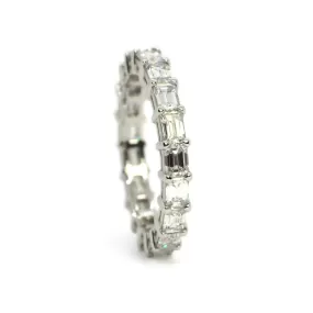 AFJ Diamond Collection - Eternity Band Ring with Emerald-cut Diamonds horizontal 2.34 carats, Platinum