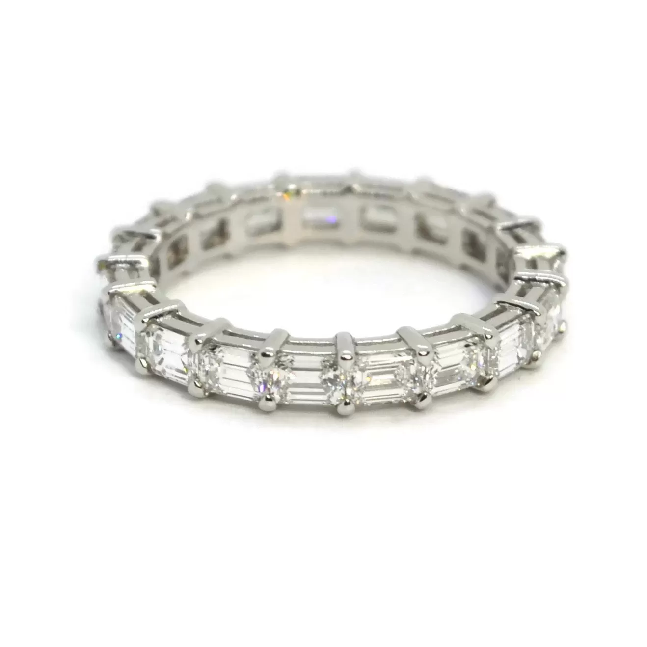 AFJ Diamond Collection - Eternity Band Ring with Emerald-cut Diamonds horizontal 2.34 carats, Platinum