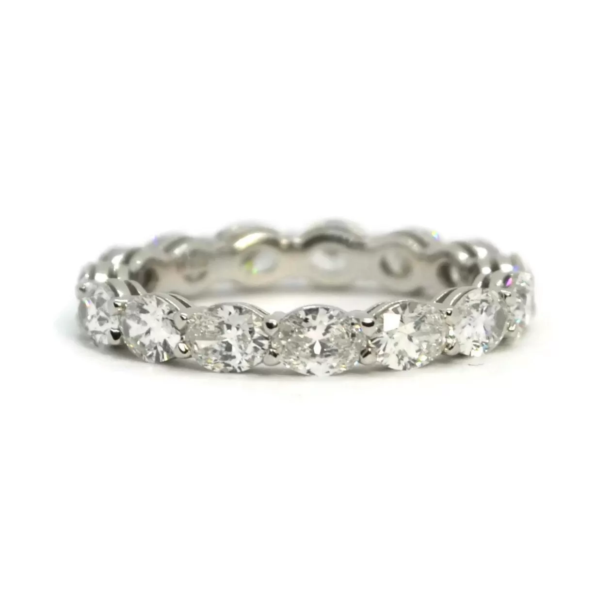 AFJ Diamond Collection - Eternity Band Ring with Oval Diamonds horizontal 2.86 carats, Platinum