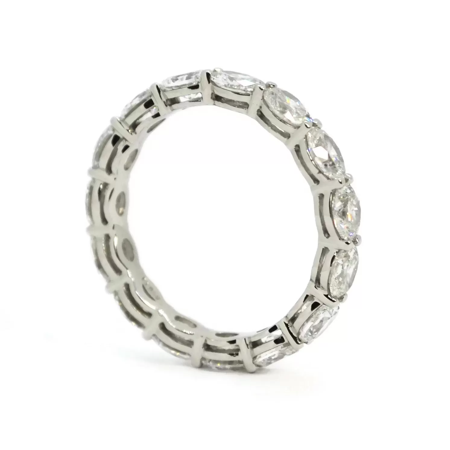 AFJ Diamond Collection - Eternity Band Ring with Oval Diamonds horizontal 2.86 carats, Platinum