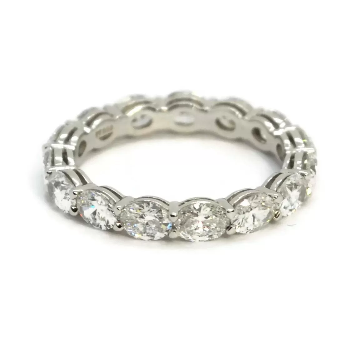 AFJ Diamond Collection - Eternity Band Ring with Oval Diamonds horizontal 2.86 carats, Platinum