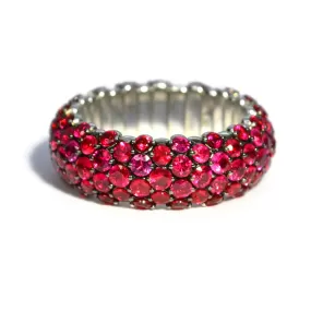 AFJ Diamond Collection - Flexible Ring with Rubies, 18k White Gold