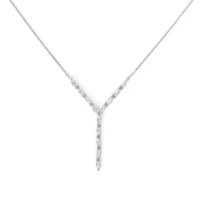 AFJ Diamond Collection - Lariat Necklace with Diamonds, 14k White Gold