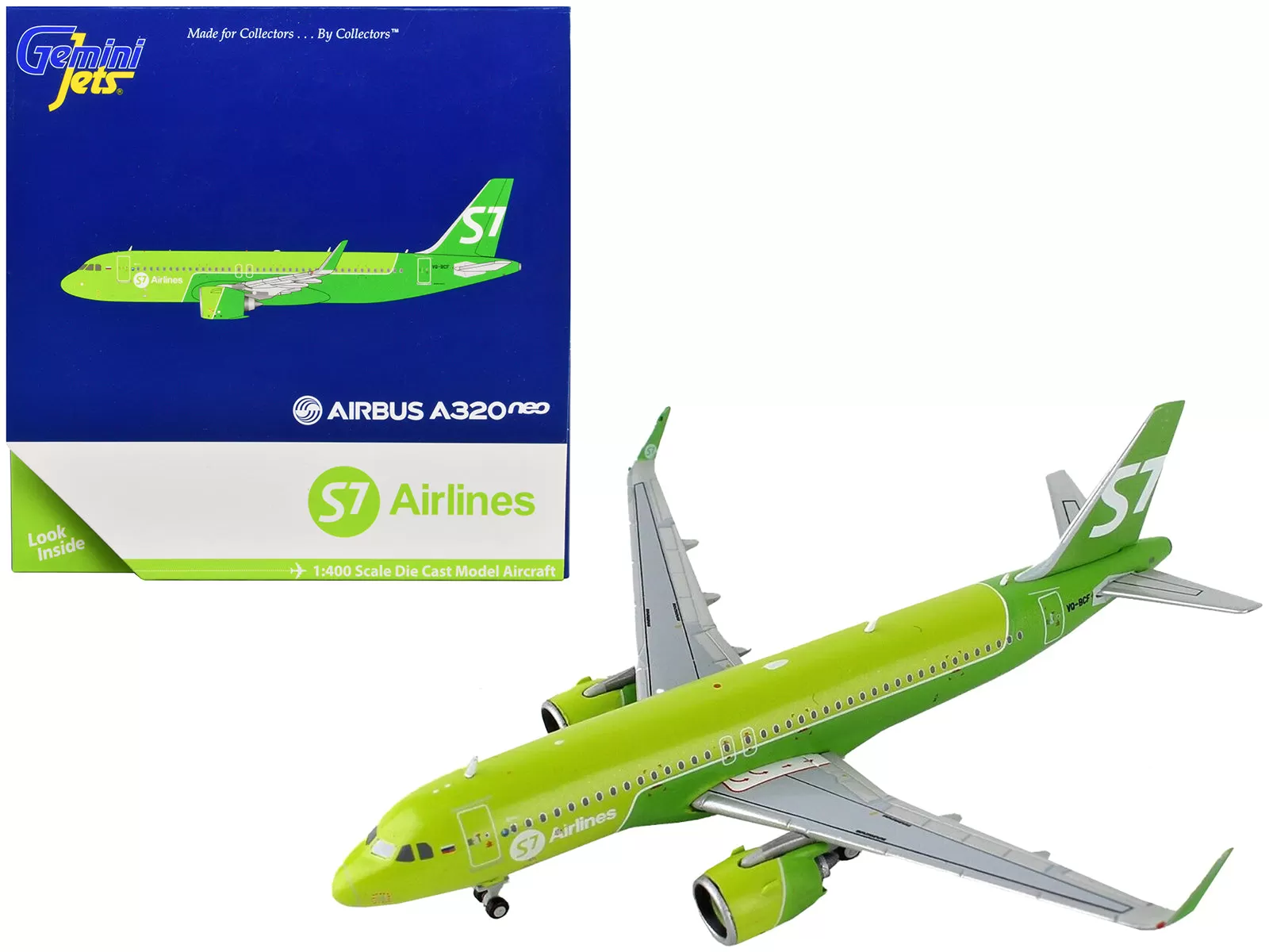 Airbus A320neo Commercial Aircraft S7 Airlines Green 1/400 Diecast Model Airplane by GeminiJets