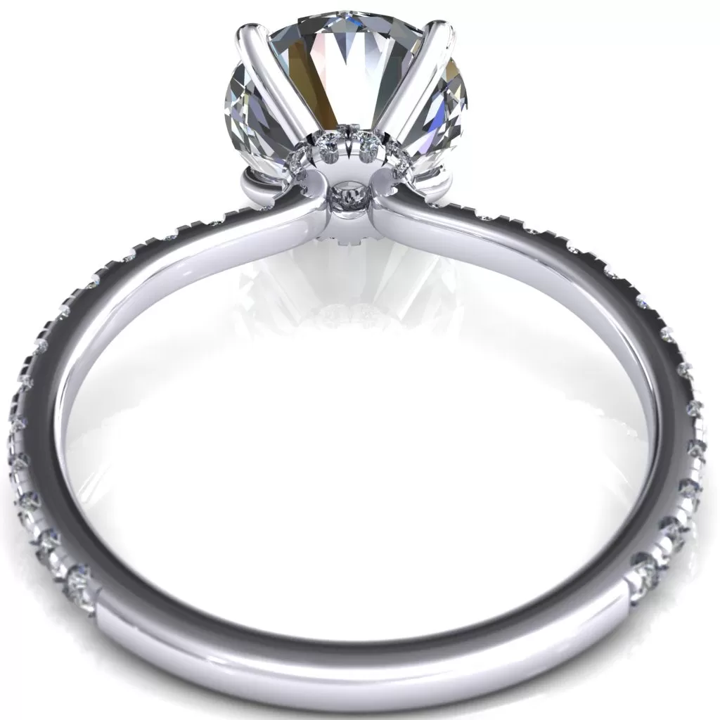 Alayna Round Center Stone 4 Claw Prong 3/4 Micro Pave Diamond Accent Ring Engagement Ring