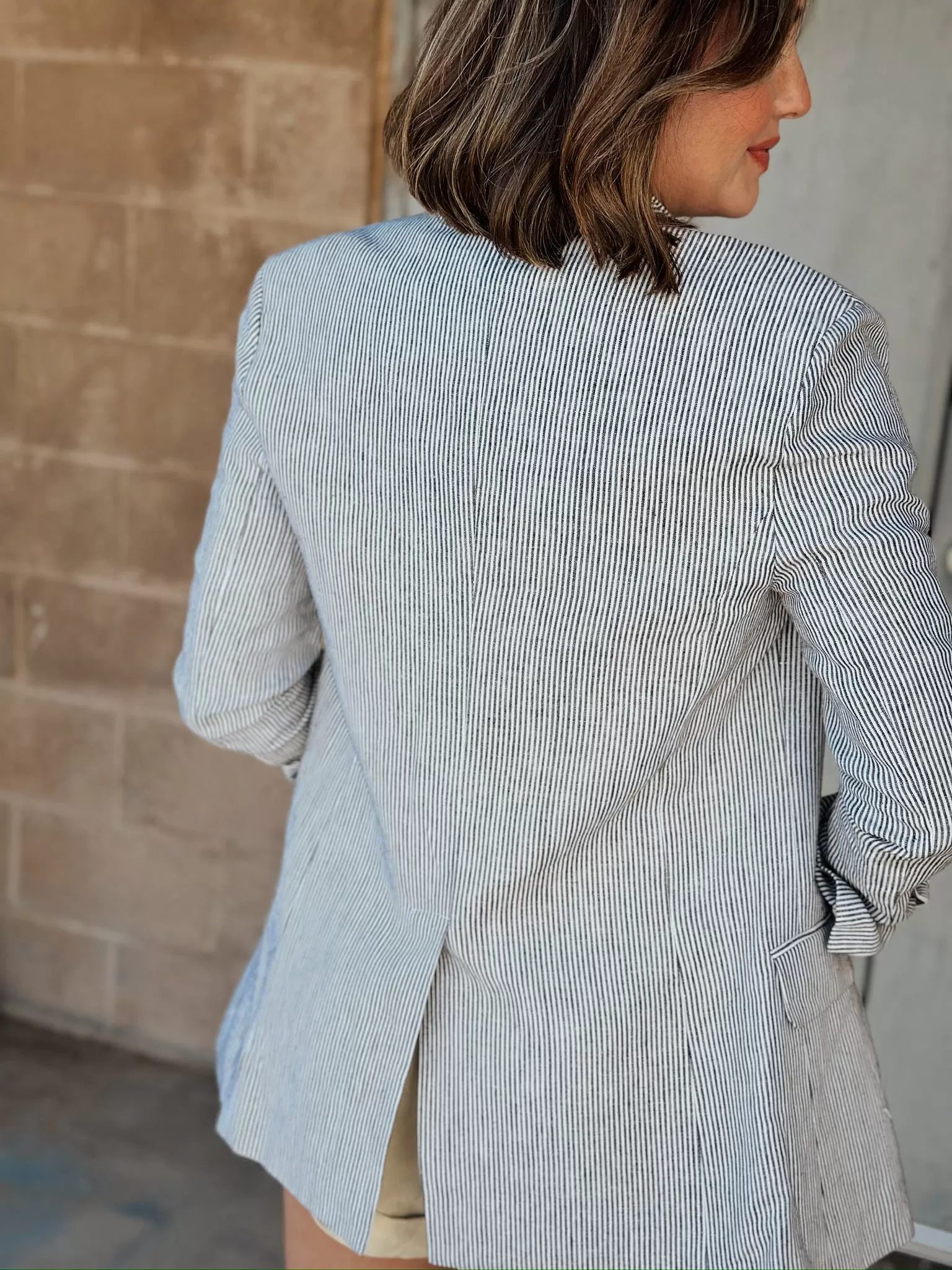 Audrey Linen Blazer | Black & White