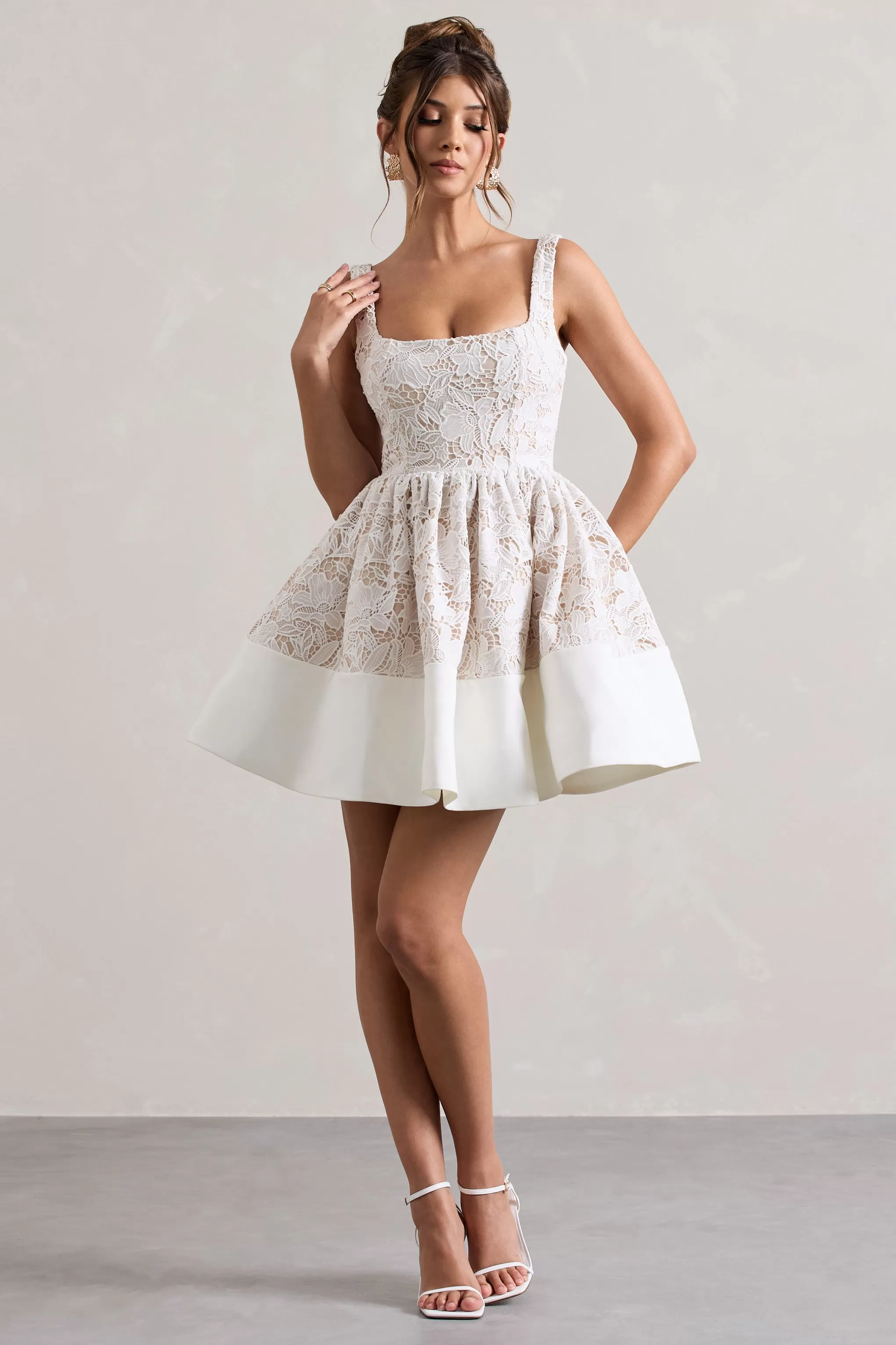 Ballet | Stone Lace Square-Neck Mini Dress