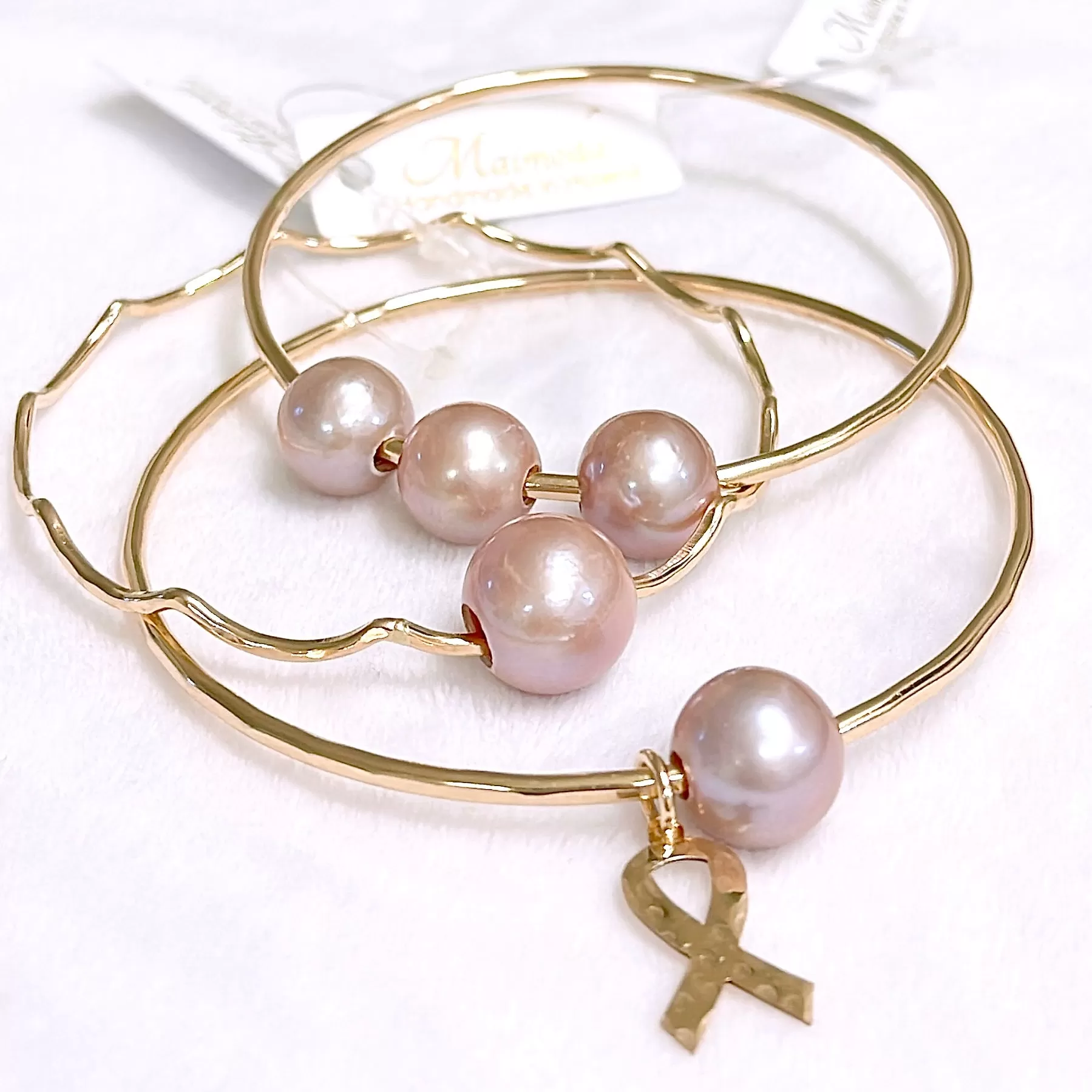 Bangle Paige - pink pearls (B118)