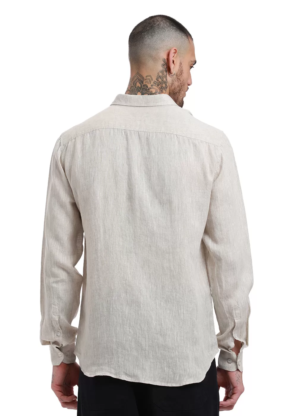 Beige Pure Irish Linen Shirt