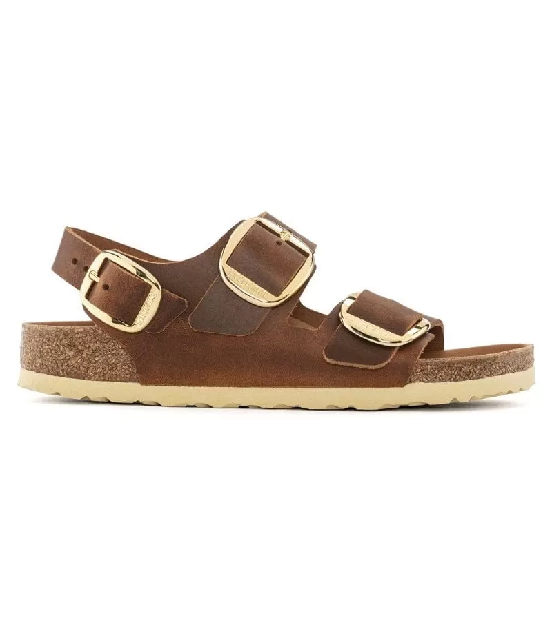 Birkenstocks Womens Milano Big Buckle Oiled Leather Cognac - 1024067