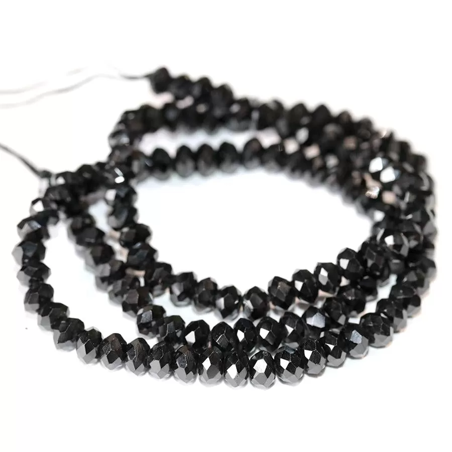 Black Spinel 6mm Faceted Rondelle - 15-16 Inch