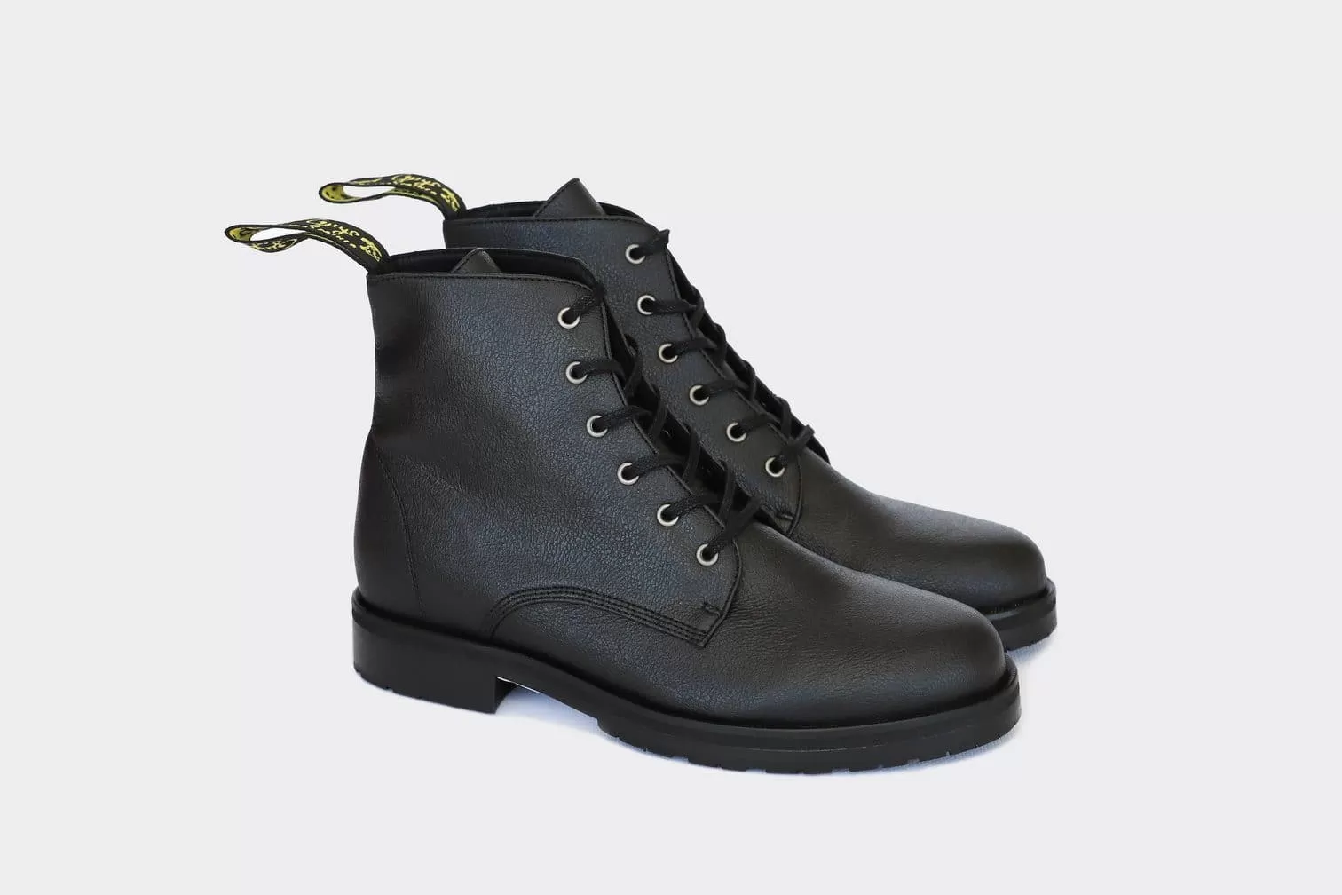 'Blaze' vegan apple-leather  lace-up boot by Good Guys Don't Wear Leather - black