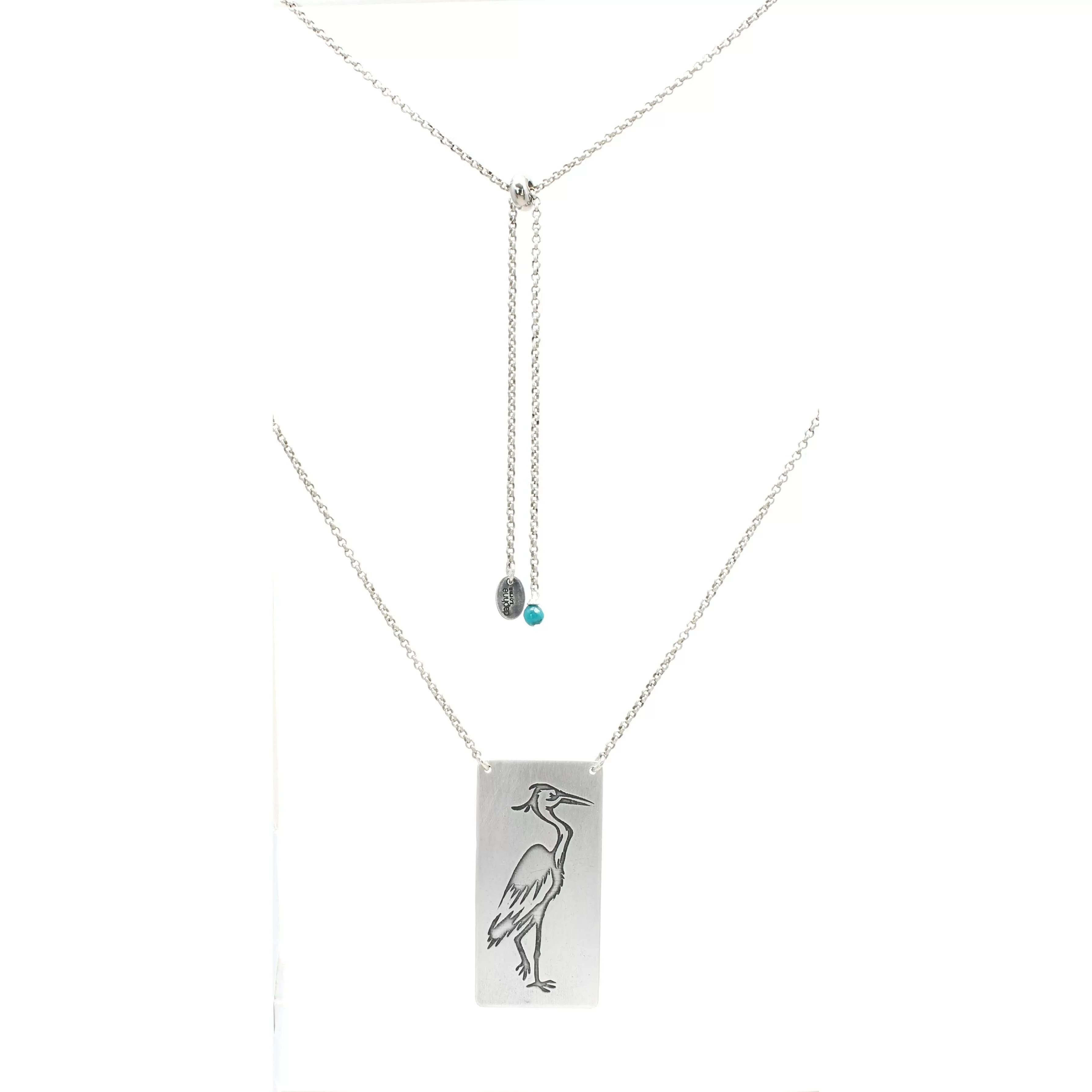 Blue Heron Rectangular Long Layered Necklace