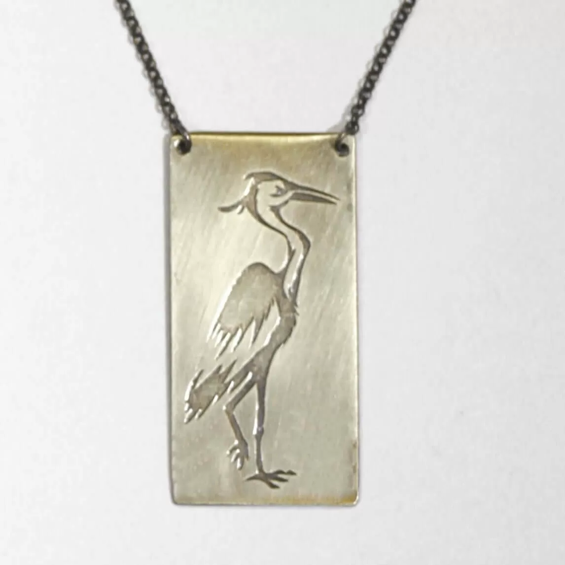 Blue Heron Rectangular Long Layered Necklace