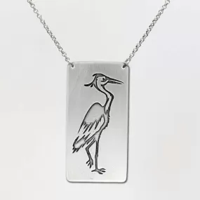 Blue Heron Rectangular Long Layered Necklace