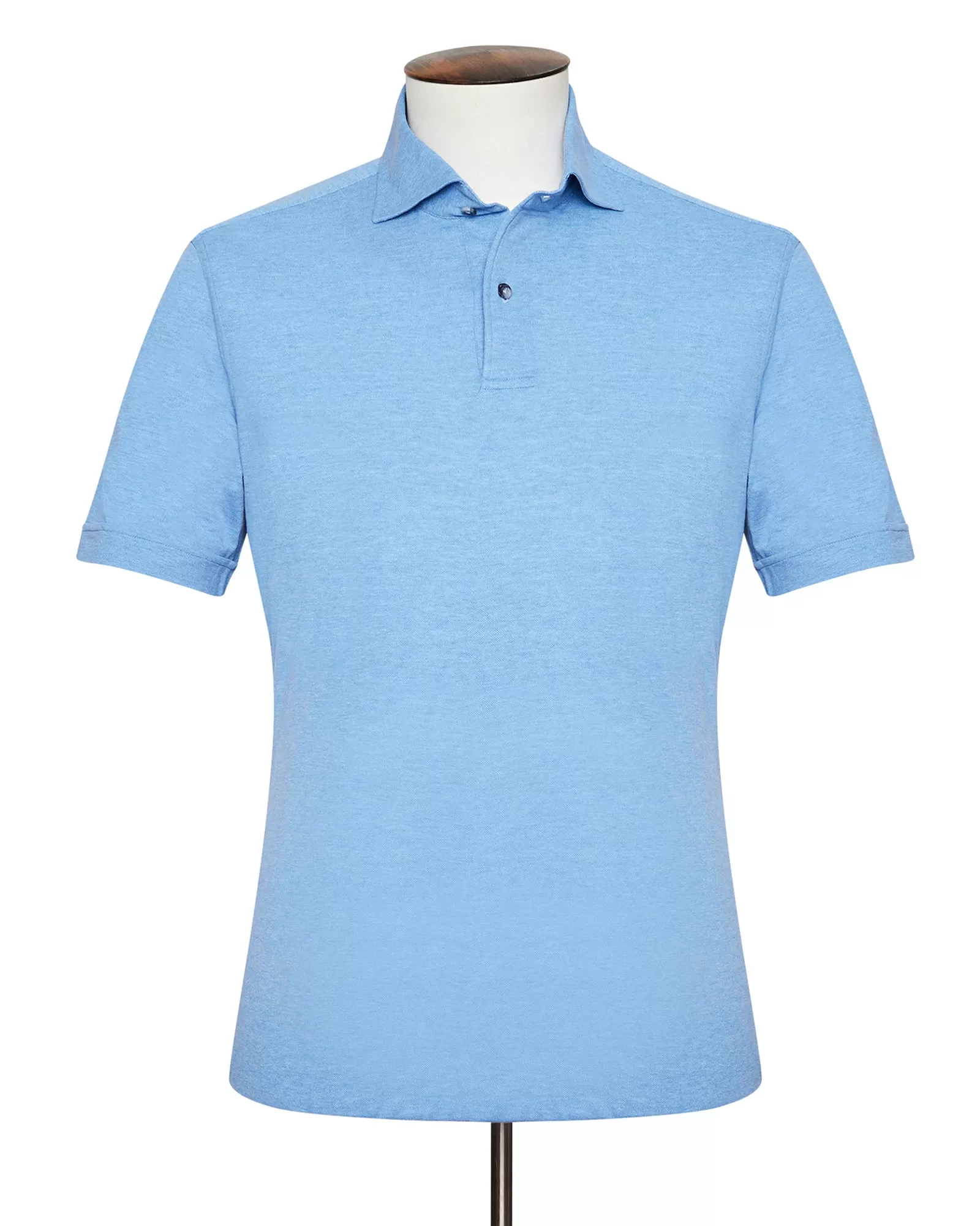 Blue Melange Cutaway Collar Polo Shirt