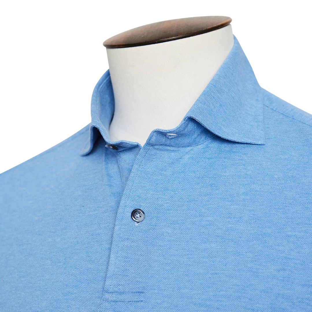 Blue Melange Cutaway Collar Polo Shirt