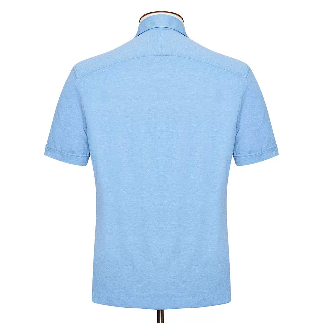 Blue Melange Cutaway Collar Polo Shirt