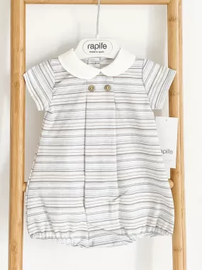 Boys Rapife Blue and Camel Stripe Peter Pan Romper