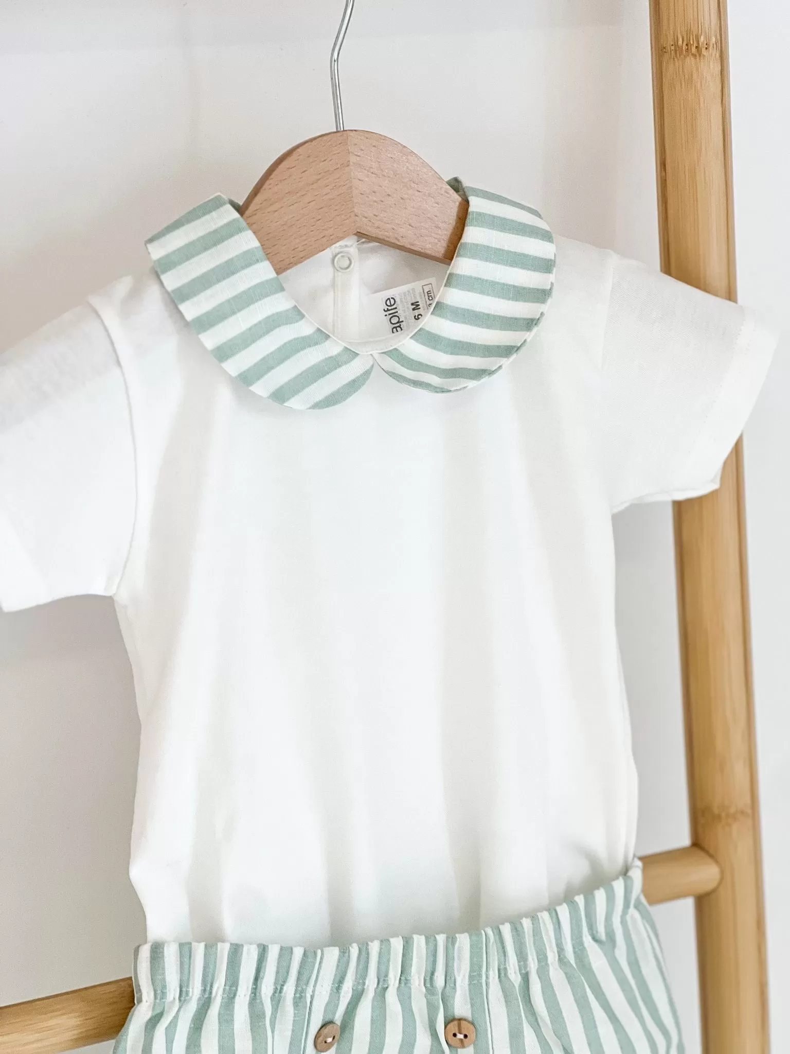 Boys Rapife Sage Stripe Bloomer and Vest Set