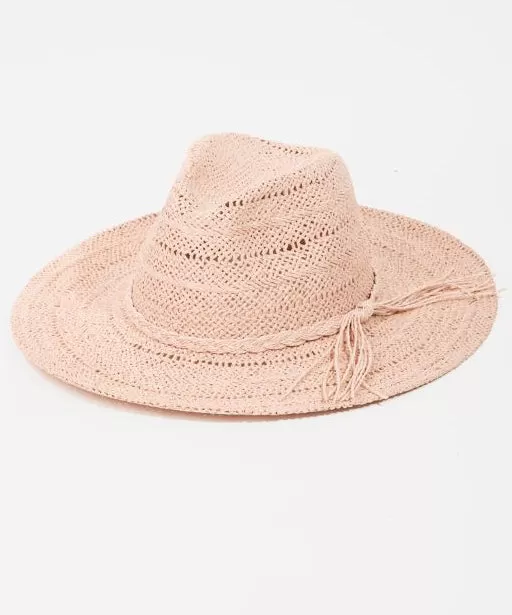 Braided Rope Straw Hat - Pink