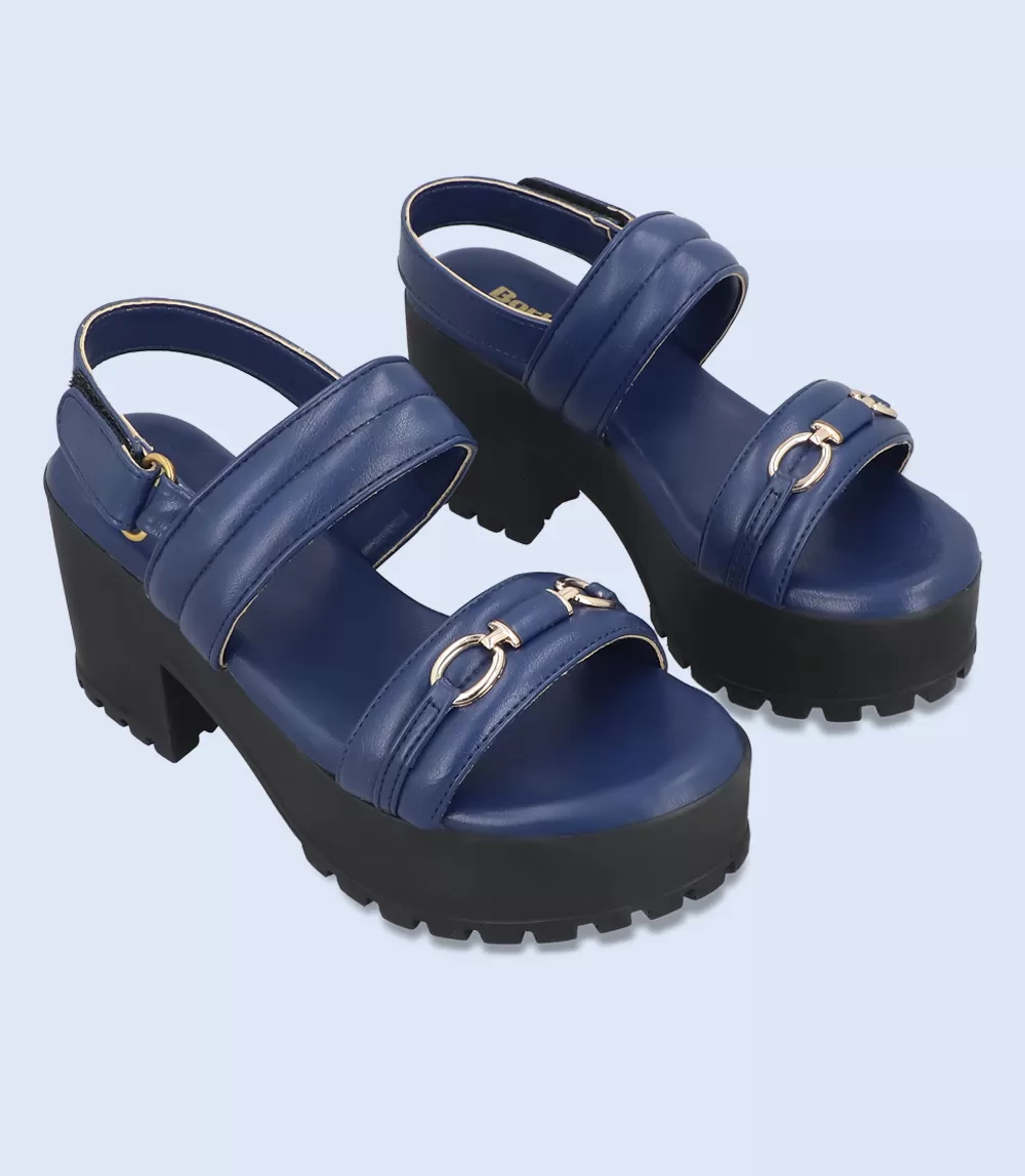 BW9222-NAVY-Women Platform Sandals