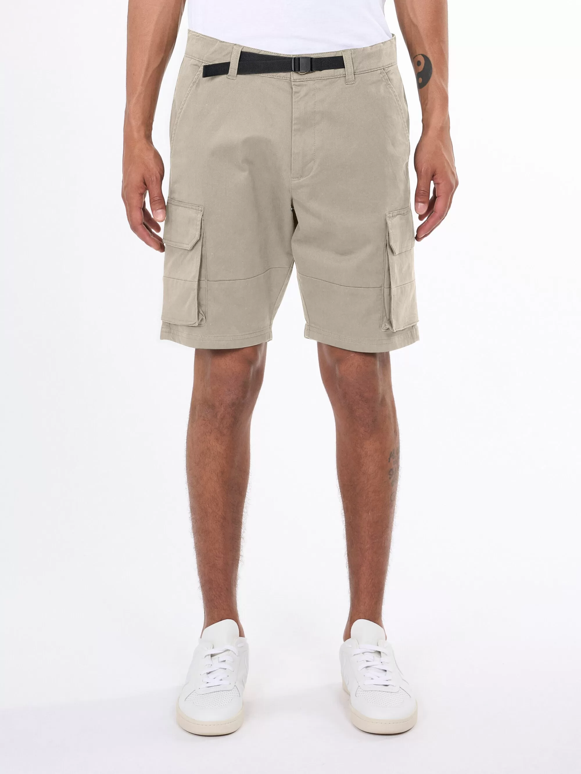 Cargo stretched twill shorts - Light feather gray