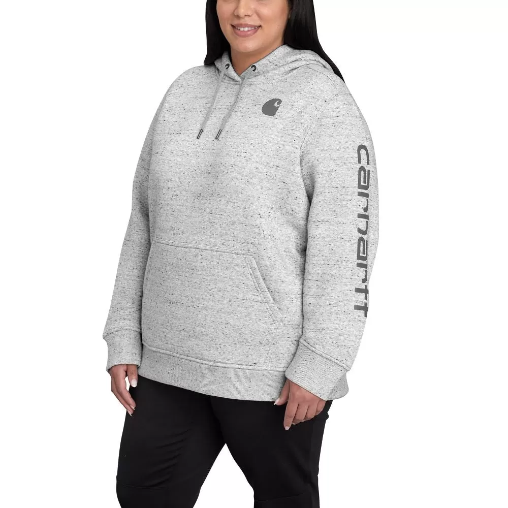 'Carhartt' Women's Clarksburg Sleeve Logo Hoodie - Asphalt Heather Nep