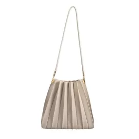 Carrie Bone Pleated Vegan Shoulder Bag