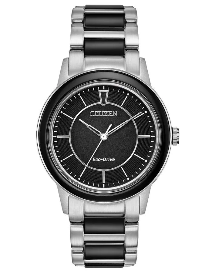 Citizen Eco-Drive Chandler - Stainless Steel & Ceramic - Black Dial - Bracelet