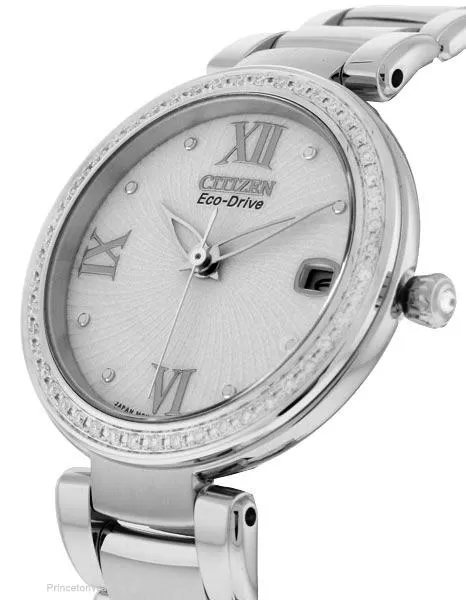 Citizen Signature Marne 49 Diamond Ladies Watch - Embossed White Dial - Steel