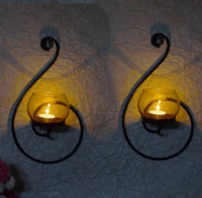 Craftemporio Metal Wall Tealight Candle Holders – Set of 2