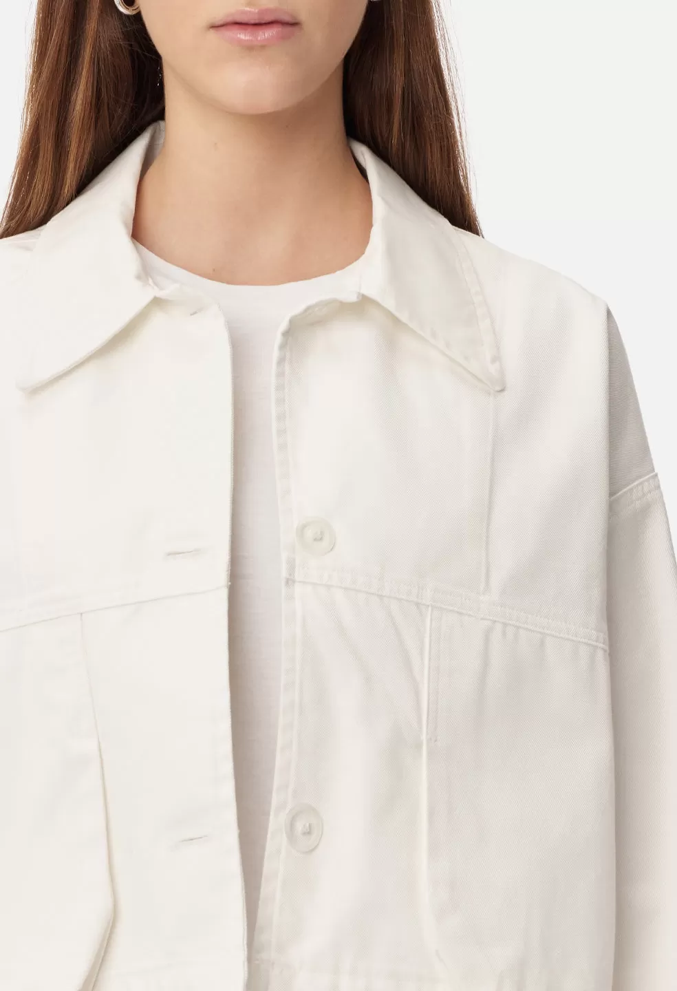 Cropped Field Coat / White