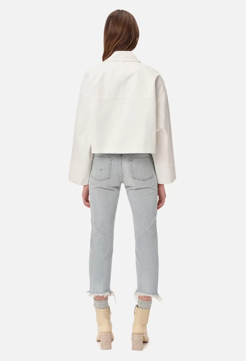 Cropped Field Coat / White