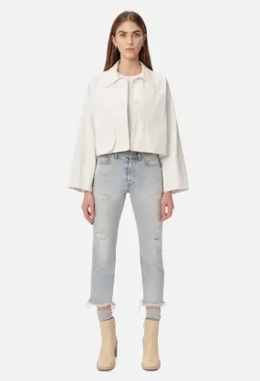 Cropped Field Coat / White